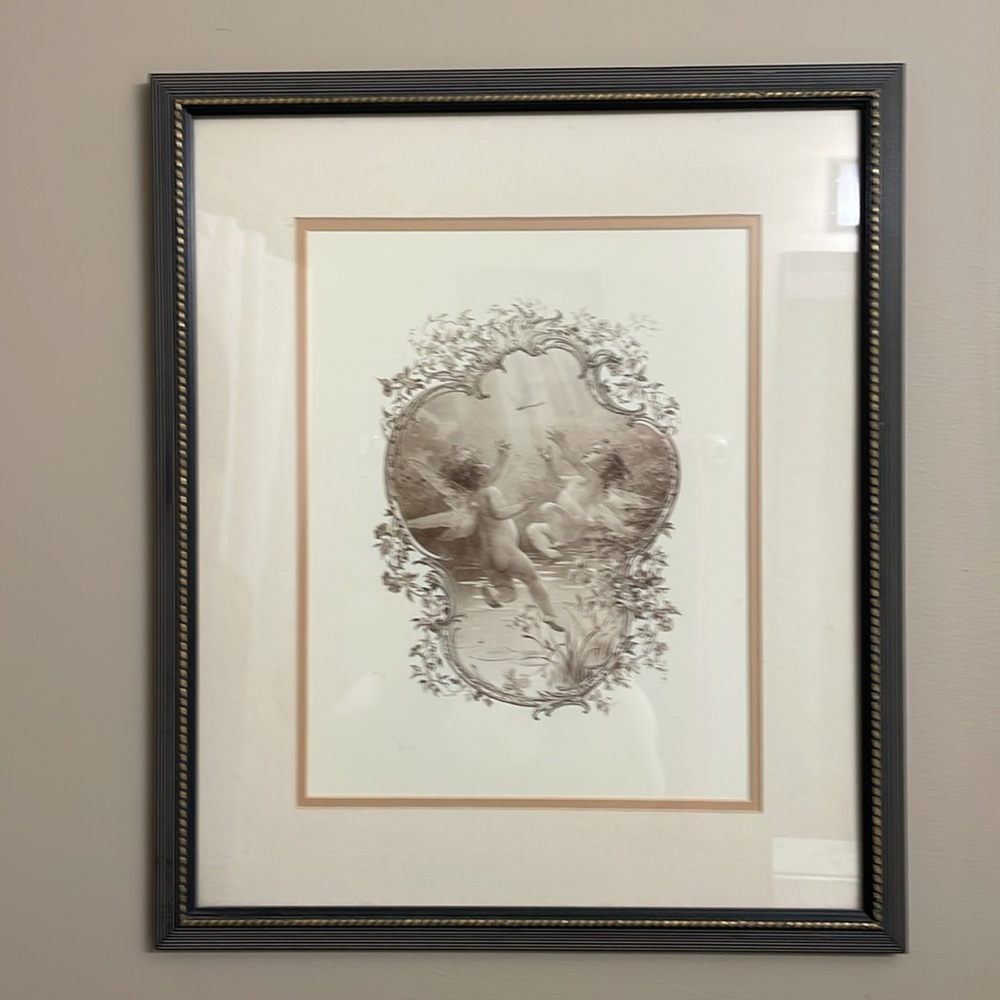 PLAYING FAIRIES - Vintage Framed Art Print